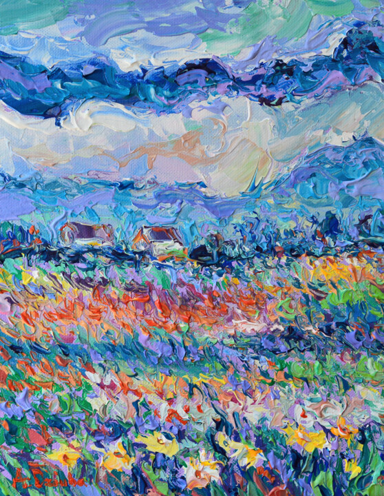 Painting titled "Summer Meadow" by Adriana Dziuba, Original Artwork, Acrylic