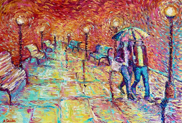 Malerei mit dem Titel "WALKING IN AUTUMN R…" von Adriana Dziuba, Original-Kunstwerk, Acryl