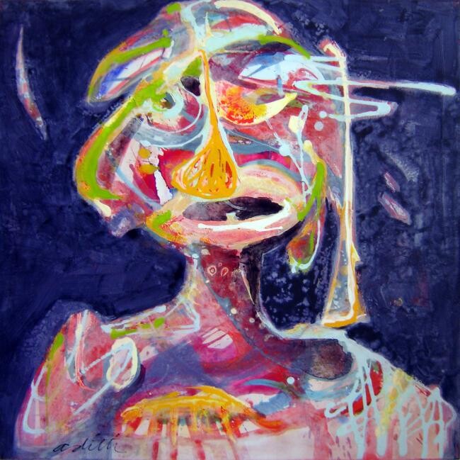 Pittura intitolato "The Entropy Smiles…" da Adriana Ilin Tomici, Opera d'arte originale, Olio