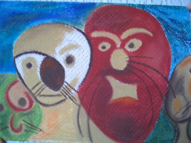 Gravures & estampes intitulée "Angry sea otters" par Adriana Salazar Lamadrid, Œuvre d'art originale