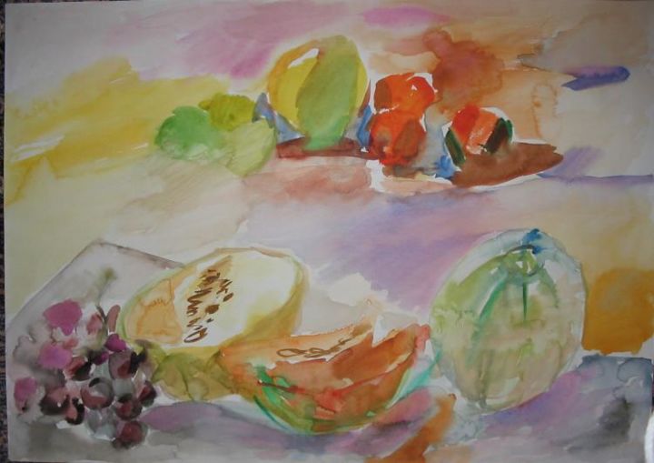 Peinture intitulée "melon raisin23" par Adriana Ureche, Œuvre d'art originale