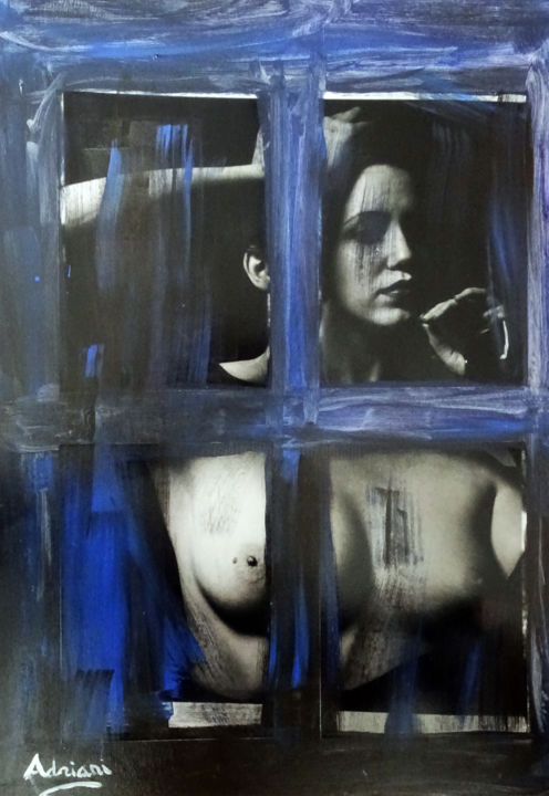 Collages intitulée "Women inn" par Henk Adriani, Œuvre d'art originale, Collages