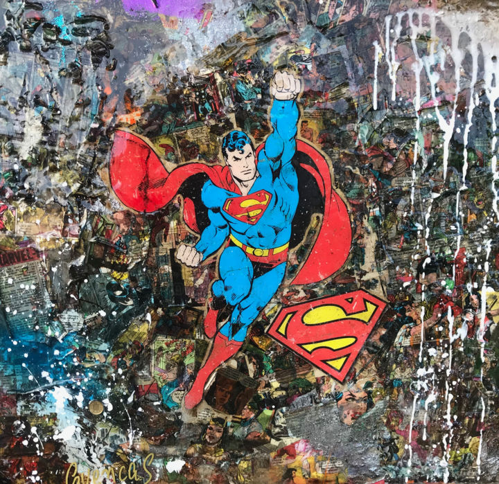 "Return of Superman" başlıklı Kolaj Adriano Cuencas tarafından, Orijinal sanat, Akrilik