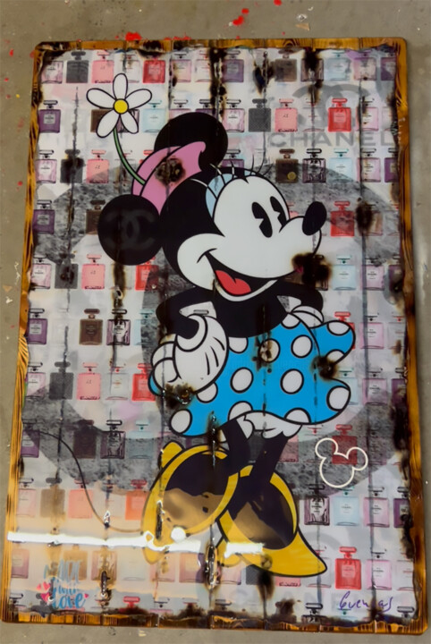 Collages titled "Minnie Mouse Chanel" by Adriano Cuencas, Original Artwork, Collages