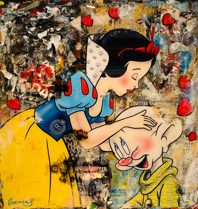 「Snow White Smak」というタイトルのコラージュ Adriano Cuencasによって, オリジナルのアートワーク, コラージュ