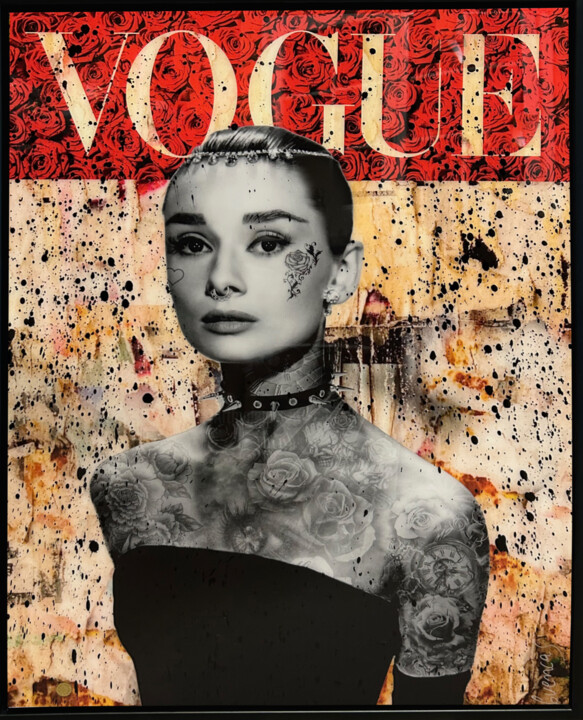 Digitale Kunst mit dem Titel "Audrey VOGUE" von Adriano Cuencas, Original-Kunstwerk, Digitale Collage