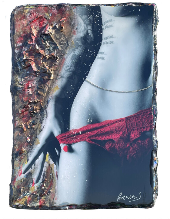 Collages intitulée "Red String Dreams" par Adriano Cuencas, Œuvre d'art originale, Collages