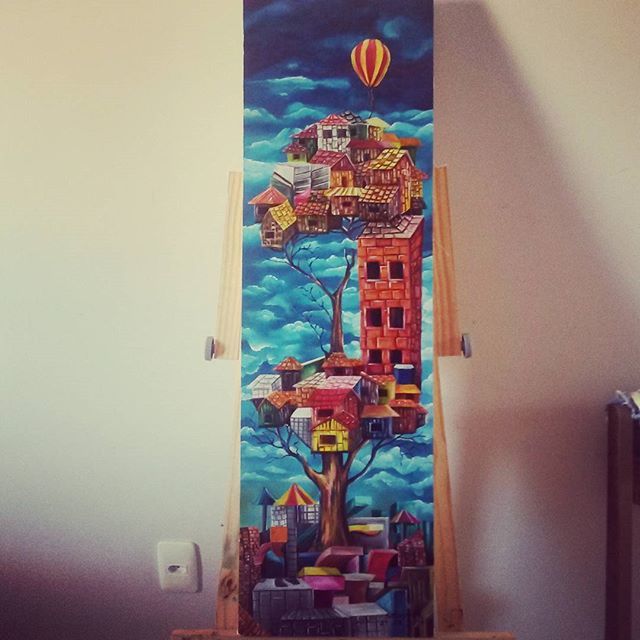 Pintura intitulada "Cidade alta" por Adriano Salvador, Obras de arte originais, Acrílico