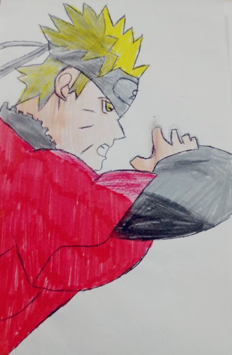 Desenho Concluído Lápis de cor sobre papel canson 180g.. Naruto Uzumaki