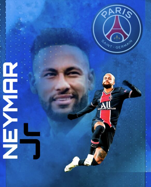 Arts numériques intitulée "Figurinha Neymar Jr" par Adriano Silva, Œuvre d'art originale, Photo montage