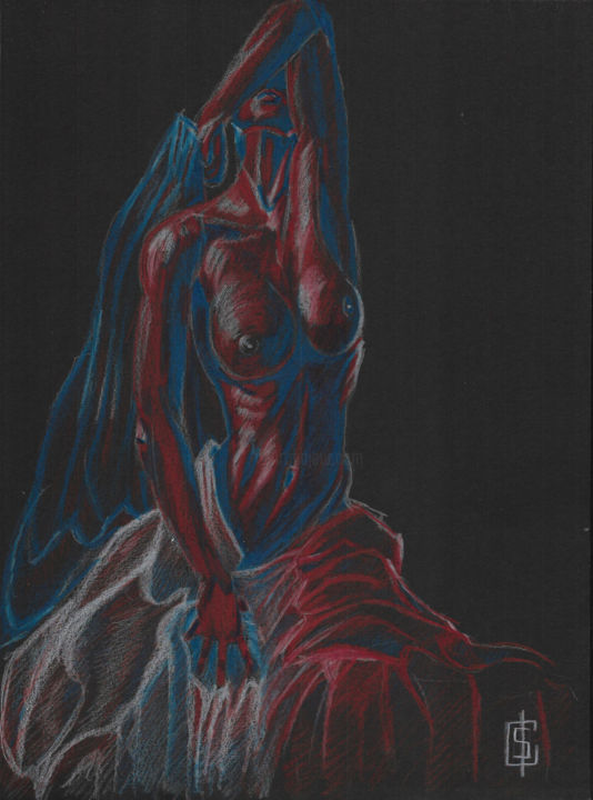 Dibujo titulada "La Marianne en 3 co…" por Adrien Cambien, Obra de arte original, Lápiz