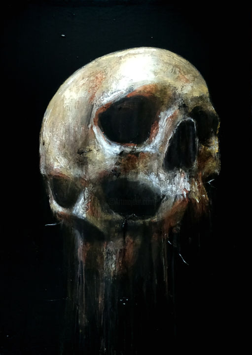 Pintura intitulada "Skull" por Adrien Conrad, Obras de arte originais, Acrílico