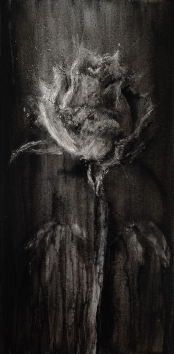 Schilderij getiteld "A Dark Rose" door Adrien Conrad, Origineel Kunstwerk, Acryl