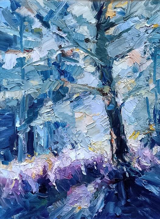 Painting titled "Spring Tree" by Adrienn Pécsek, Original Artwork, Oil