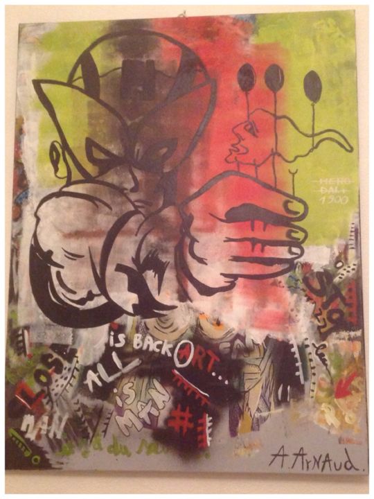 Pintura intitulada "Dali et les Marvel…" por A. Arnaud, Obras de arte originais