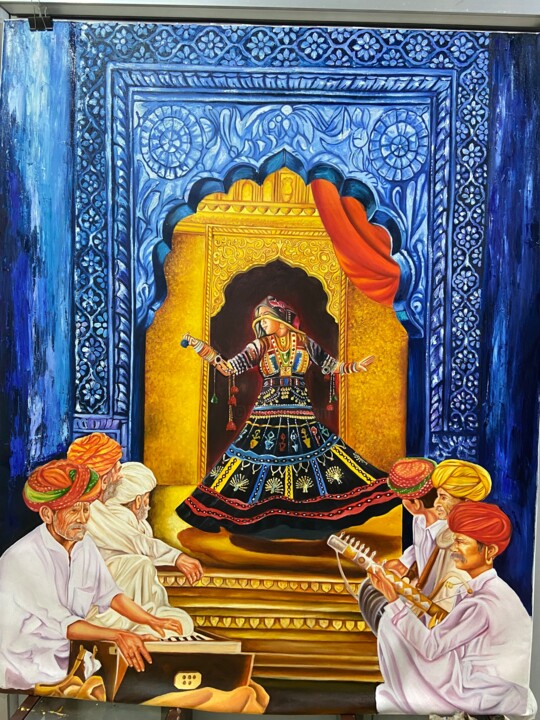 Картина под названием "Indian traditional…" - Rashmi Soni, Подлинное произведение искусства, Масло
