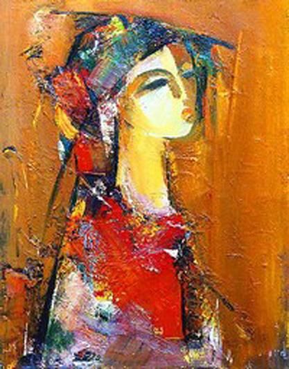 Peinture intitulée "red lady" par Rashmi Soni, Œuvre d'art originale, Huile