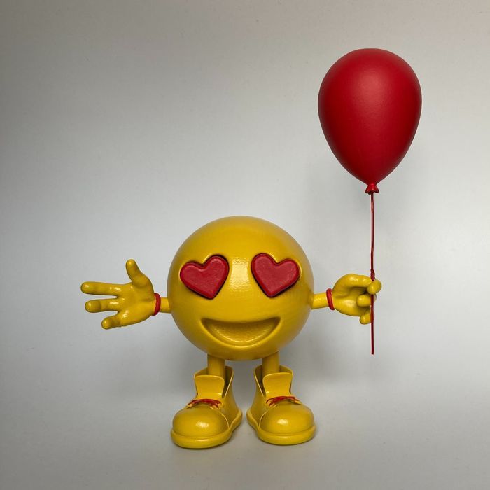 Sculpture titled "Emoji in love (yell…" by Popik, Original Art, Plastic