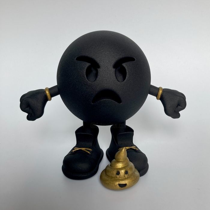 Sculpture titled "The very angry Emoj…" by Popik, Original Art, Plastic