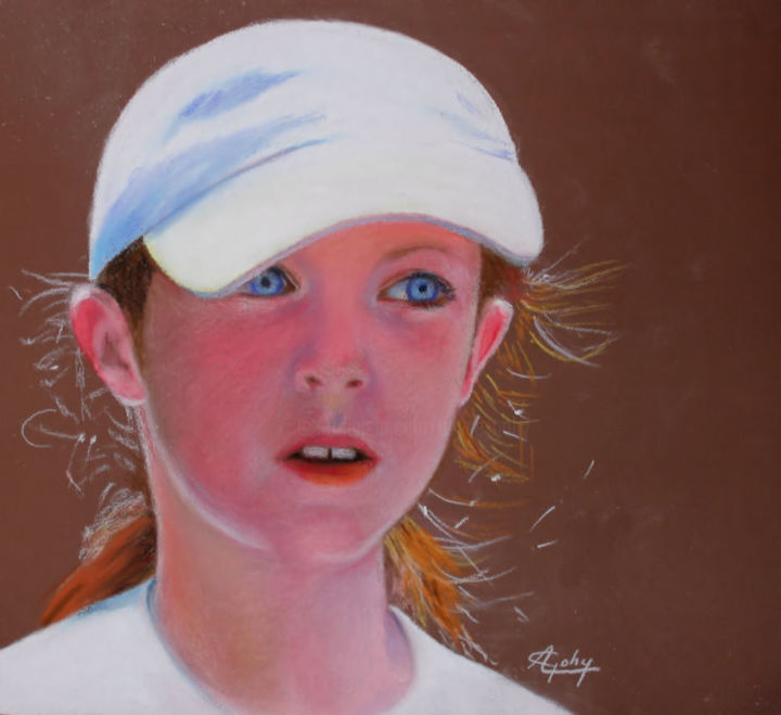 Painting titled "Une jeune touriste…" by Adyne Gohy, Original Artwork, Pastel