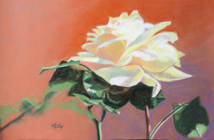 Painting titled "Rose d'octobre en C…" by Adyne Gohy, Original Artwork, Pastel
