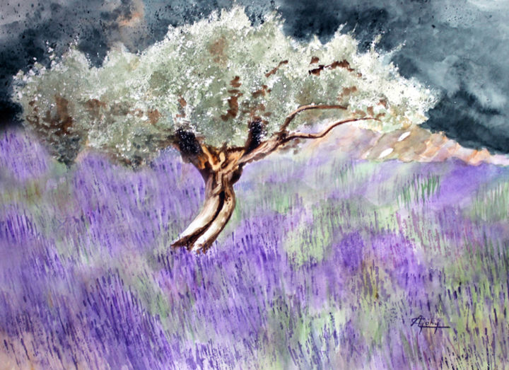 Peinture intitulée "La provence!" par Adyne Gohy, Œuvre d'art originale, Aquarelle Monté sur Châssis en bois