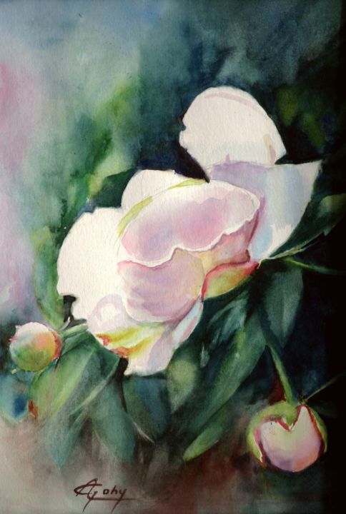 Boutons De Pivoine, Peinture par Adyne Gohy | Artmajeur