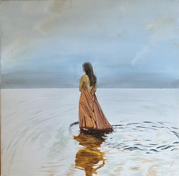 Painting titled "women on the water" by Aela Malet, Original Artwork, Acrylic