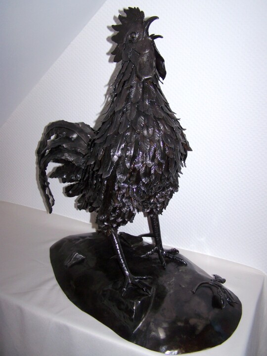 Sculptuur getiteld "Ardeense haan in sm…" door Ælt (Atelier Lebrun Transinne), Origineel Kunstwerk, Metalen