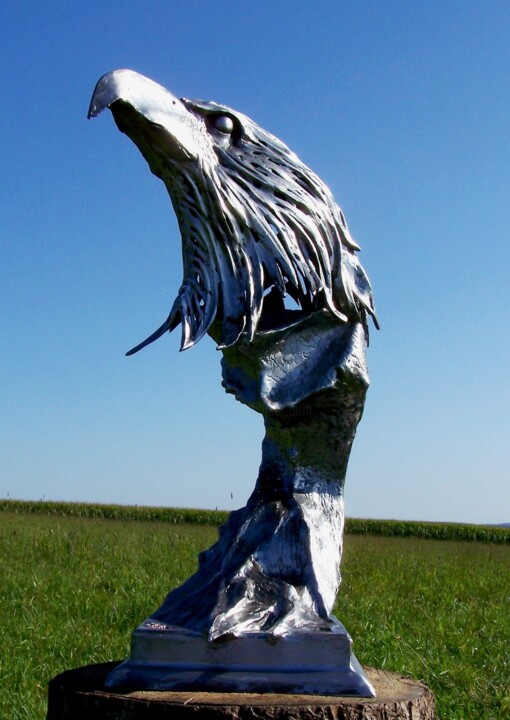 Sculpture titled "Aquila  "metal scul…" by Ælt (Atelier Lebrun Transinne), Original Artwork, Metals