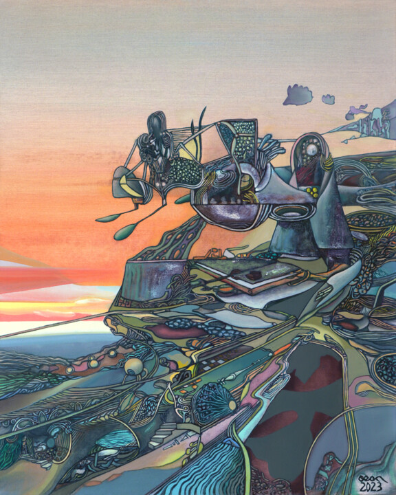 Картина под названием "Sunken Road Of Indu…" - Aeon, Подлинное произведение искусства, Масло