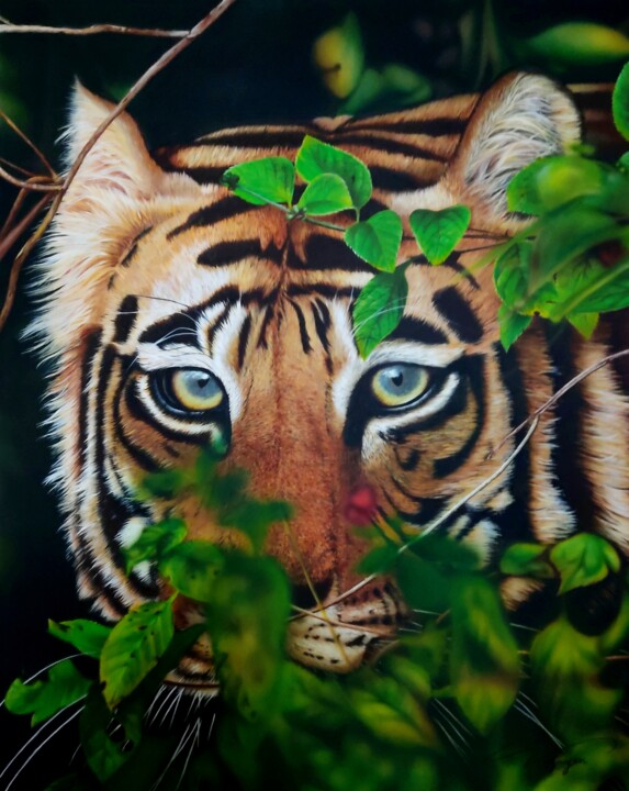 Peinture intitulée "Tigre" par Anne-Sophie Nguyen, Œuvre d'art originale, Acrylique