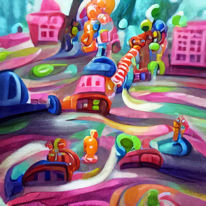 Digital Arts titled "CITY STREET" by Aerodyn, Original Artwork, Digital Painting