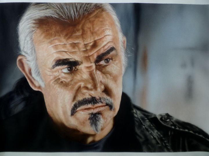 Painting titled "Sean Connery" by Aerogra Phil, Original Artwork, Airbrush