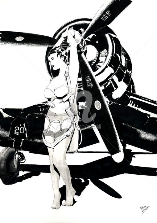 Drawing titled "Corsair" by Thibault Cernaix, Original Art, Ink