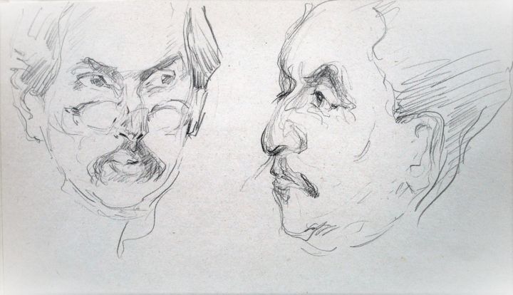 Drawing titled "FACES / AFTER V. SE…" by Vale Ovchinnikov, Original Art, Pencil