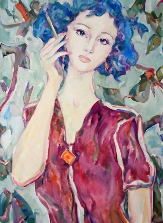 Painting titled "WOMAN 97 / SANDI, T…" by Vale Ovchinnikov, Original Artwork, Oil