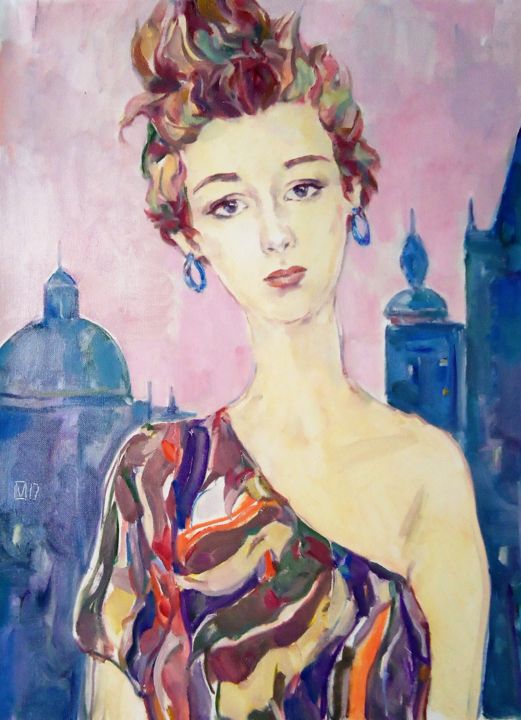 Malarstwo zatytułowany „WOMAN 93 / KAVOLA /” autorstwa Vale Ovchinnikov, Oryginalna praca, Olej