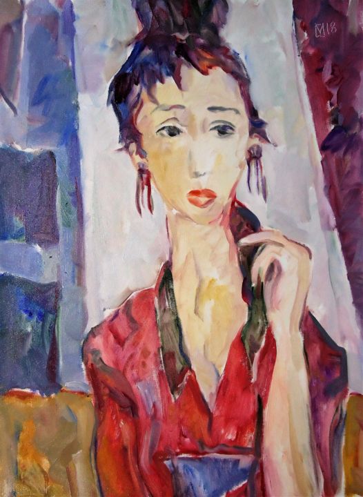"WOMAN 135 / HANNA /" başlıklı Tablo Vale Ovchinnikov tarafından, Orijinal sanat, Petrol