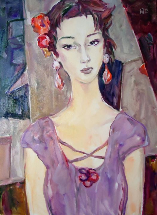 Painting titled "WOMAN 145 / CAIDI /" by Vale Ovchinnikov, Original Artwork, Oil