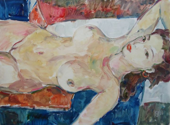 Painting titled "ODALISQUE 92" by Vale Ovchinnikov, Original Artwork, Oil
