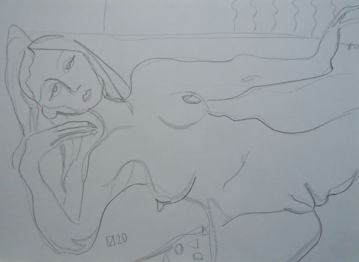 Disegno intitolato "ODALISQUE 137 STUDY" da Vale Ovchinnikov, Opera d'arte originale, Matita