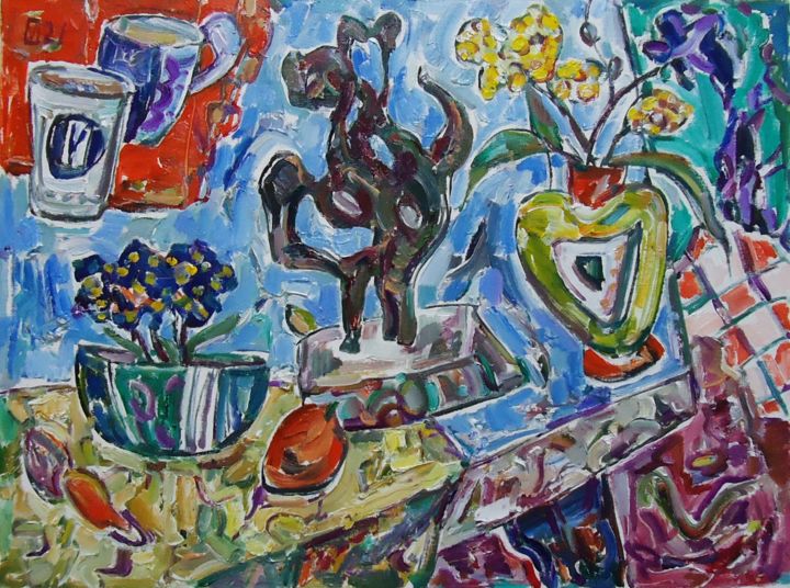 Painting titled "STILL LIFE 519 / wi…" by Vale Ovchinnikov, Original Artwork, Oil