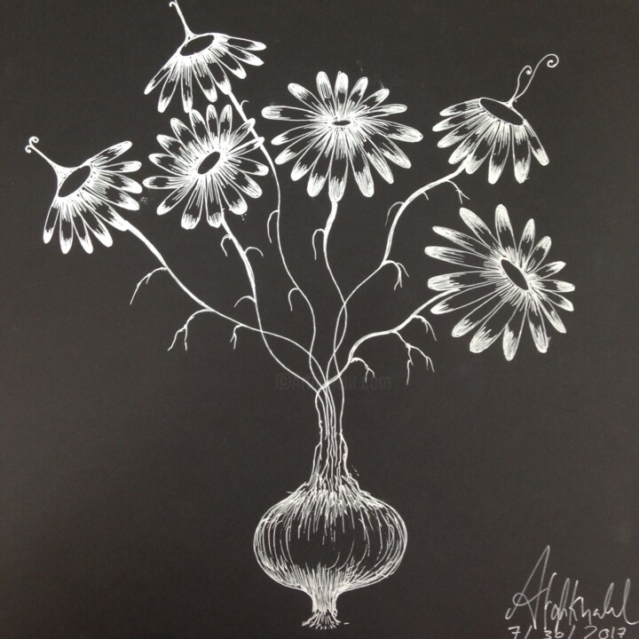 제목이 "Imaginary Daisies"인 그림 Afaf Khalil로, 원작, 잉크