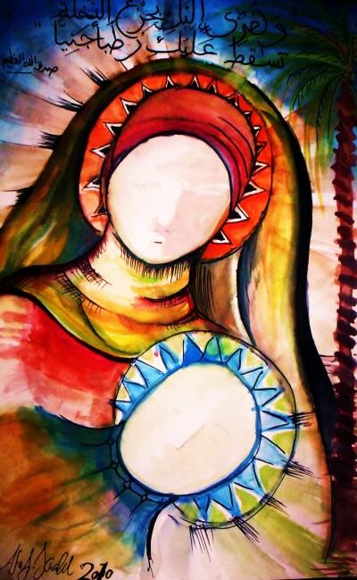 Malerei mit dem Titel "Virgin Marry and Je…" von Afaf Khalil, Original-Kunstwerk, Andere