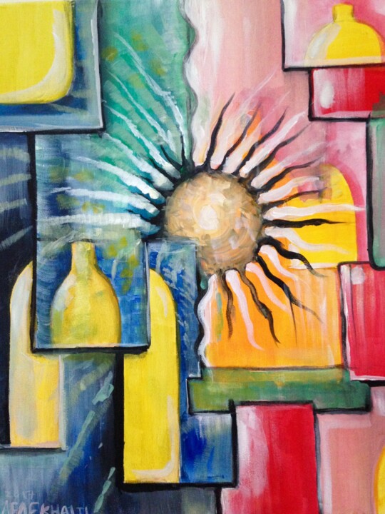 Painting titled "Positive Energy" by Afaf Khalil, Original Artwork, Acrylic