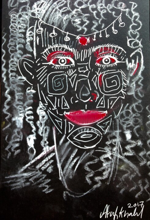 Painting titled "African symbol" by Afaf Khalil, Original Artwork, Pastel