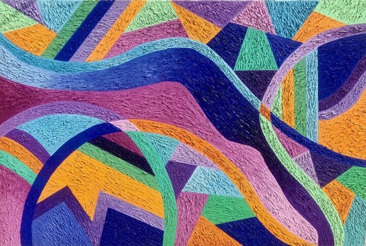 Peinture intitulée "Abstraction géométr…" par Afafe Slaoui, Œuvre d'art originale, Huile