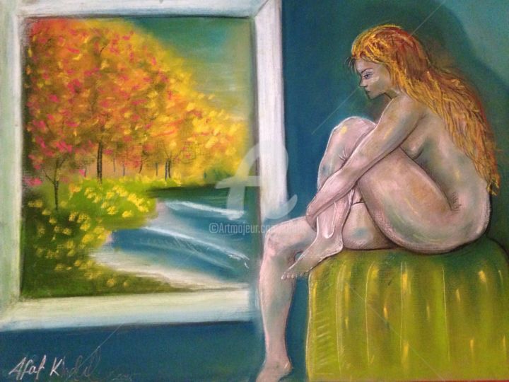 Drawing titled "Inspired by Art" by Afaf, Original Art, Chalk