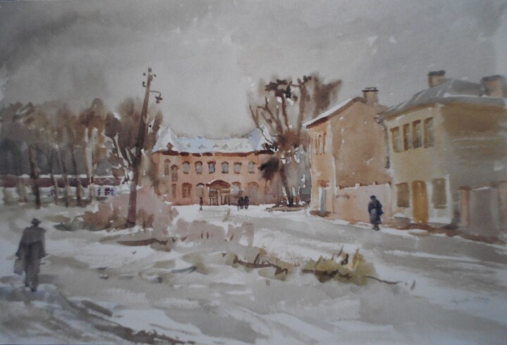 Painting titled "LA GARE CHOUVALOVO.…" by Alexandra Afanassieva, Original Artwork, Watercolor